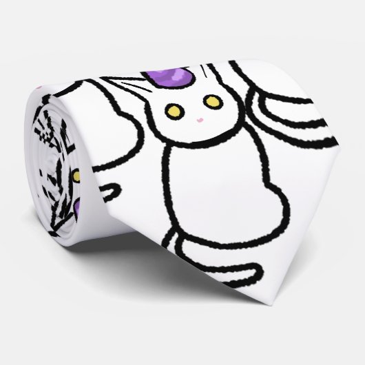 White Cat Celebration Tie ネクタイ (ロール)