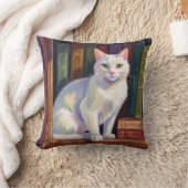 White Cat Drawing クッション (ブランケット)