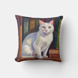 White Cat Drawing クッション