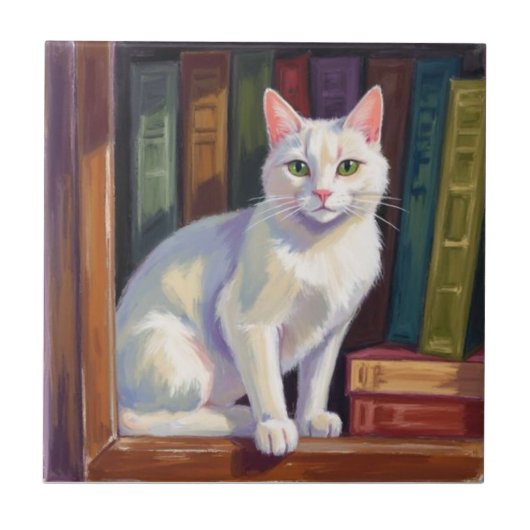 White Cat Drawing タイル (正面)