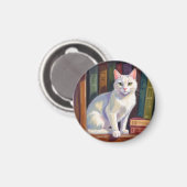 White Cat Drawing マグネット (正面/裏面)