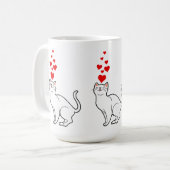 white cat et heart for cat lovers コーヒーマグカップ (正面左)