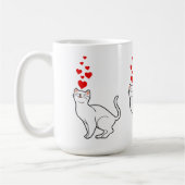 white cat et heart for cat lovers コーヒーマグカップ (左)