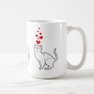 white cat et heart for cat lovers コーヒーマグカップ