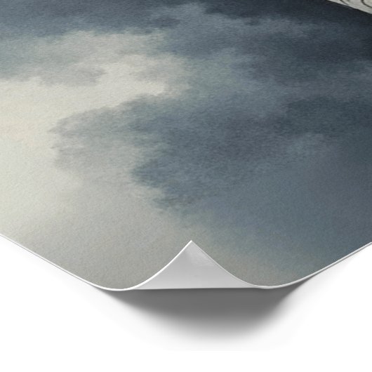 White Cat in a Chinese Ink Drawing Style ポスター (角)