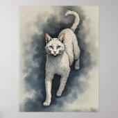 White Cat in a Chinese Ink Drawing Style ポスター (正面)