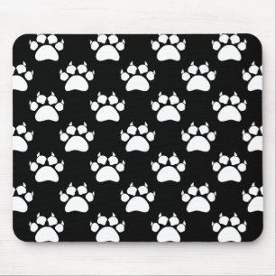 White Cat Paws And Claws Pattern Print マウスパッド