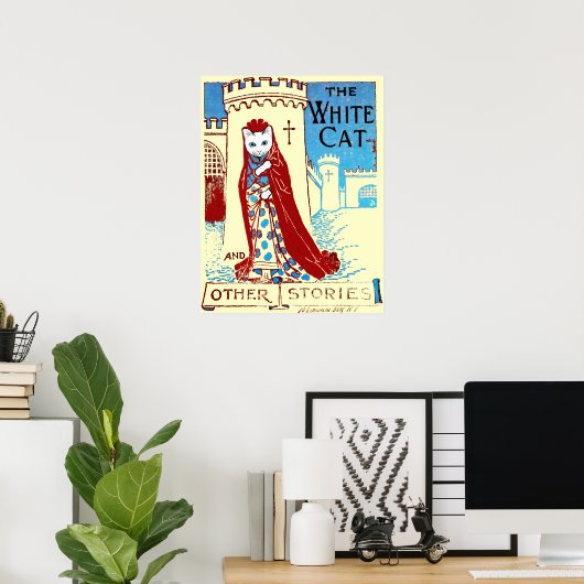 White Cat Print ポスター (ホームオフィス)