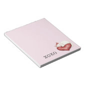 White Cat Red Heart Pillow ノートパッド (アングル)