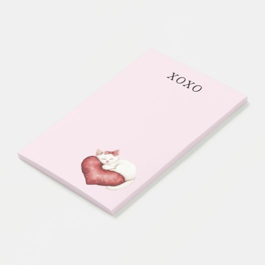 White Cat Red Heart Pillow ポストイット (アングル)