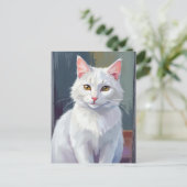 White Cat | Watercolor Cat Pet Painting ポストカード (スタンド正面)