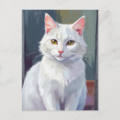 White Cat | Watercolor Cat Pet Painting ポストカード (正面)