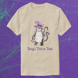 White Cat Witch Whimsical Halloween Treat Unisex Tシャツ