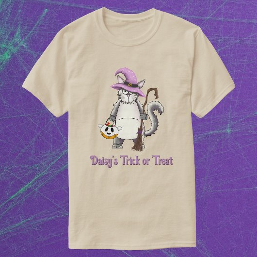 White Cat Witch Whimsical Halloween Treat Unisex Tシャツ