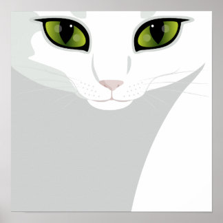 White Cat with Jewel Green Eyes ポスター