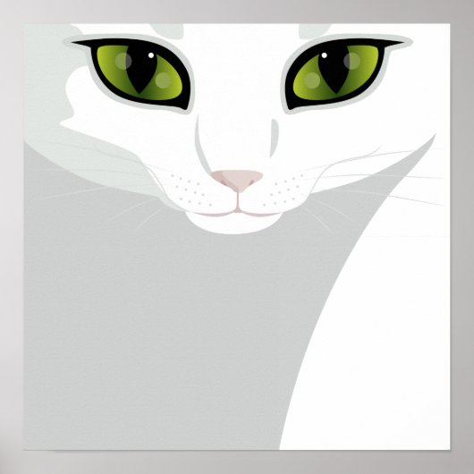 White Cat with Jewel Green Eyes ポスター (正面)