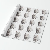 White Cat with Subtle Gray Tabby Markings ラッピングペーパー (アンロールド)