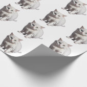 White Cat with Subtle Gray Tabby Markings ラッピングペーパー (角)