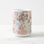 White Cats Pink Roses Floral  コーヒーマグカップ (中央)