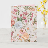 White Cats Pink Roses Floral Flat Thank You Card カード (黄色い花)