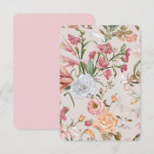 White Cats Pink Roses Floral Flat Thank You Card サンキューカード (正面/裏面)