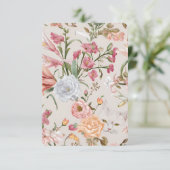 White Cats Pink Roses Floral Flat Thank You Card サンキューカード (スタンド正面)