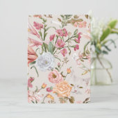 White Cats Pink Roses Floral Flat Thank You Card シーズンカード (スタンド正面)