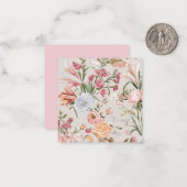 White Cats Pink Roses Floral Flat Thank You Card ノートカード (正面/裏面インサイチュ)