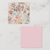 White Cats Pink Roses Floral Flat Thank You Card ノートカード (正面/裏面)