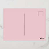 White Cats Pink Roses Floral Holiday Card 箔シーズンポストカード (裏面)