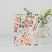 White Cats Pink Roses Floral Holiday Card 箔シーズンポストカード (立ち正面)