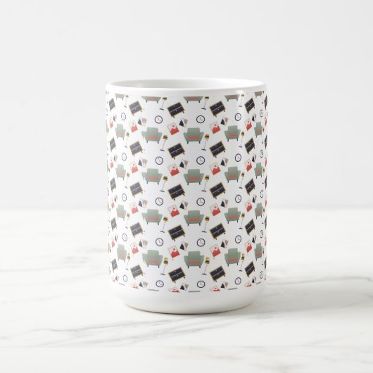White ceramic mug featuring a playful pattern コーヒーマグカップ (中央)