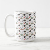White ceramic mug featuring a playful pattern コーヒーマグカップ (左)