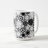White ceramic mug with black and white clock コーヒーマグカップ (正面右)