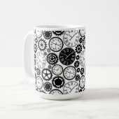 White ceramic mug with black and white clock コーヒーマグカップ (正面左)