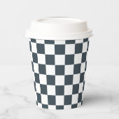 White Charcoal Gray Square Pattern Paper Cups 紙コップ (左)