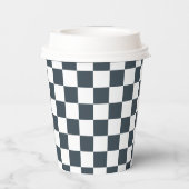 White Charcoal Gray Square Pattern Paper Cups 紙コップ (裏面)