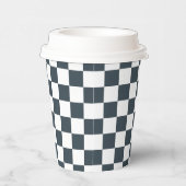 White Charcoal Gray Square Pattern Paper Cups 紙コップ (右)