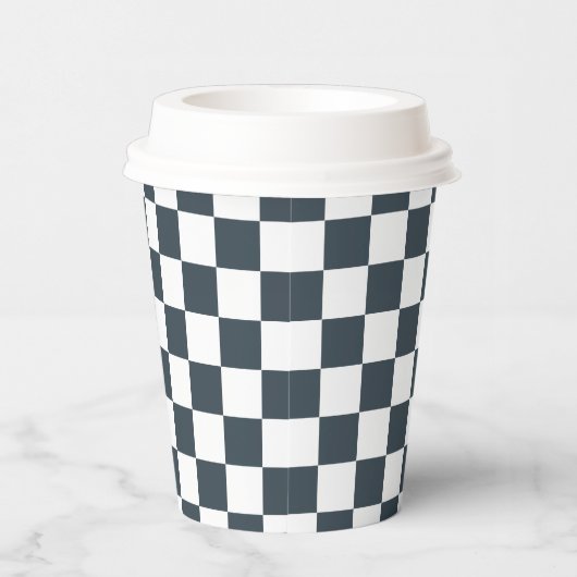 White Charcoal Gray Square Pattern Paper Cups 紙コップ (右)