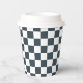 White Charcoal Gray Square Pattern Paper Cups 紙コップ (正面)