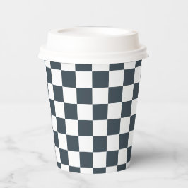 White Charcoal Gray Square Pattern Paper Cups 紙コップ