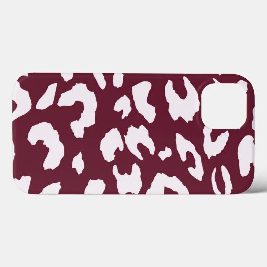 WHITE CHEETAH PRINT PHONE CASE - BURGUNDY BACKGROU Case-Mate iPhoneケース (裏面 (横))