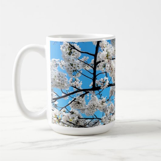 White Cherry Blossom Flower Mug コーヒーマグカップ (左)