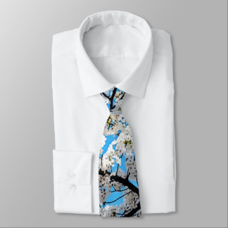 White Cherry Blossom Flowers Neck Tie ネクタイ