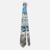 White Cherry Blossom Flowers Neck Tie ネクタイ (正面)