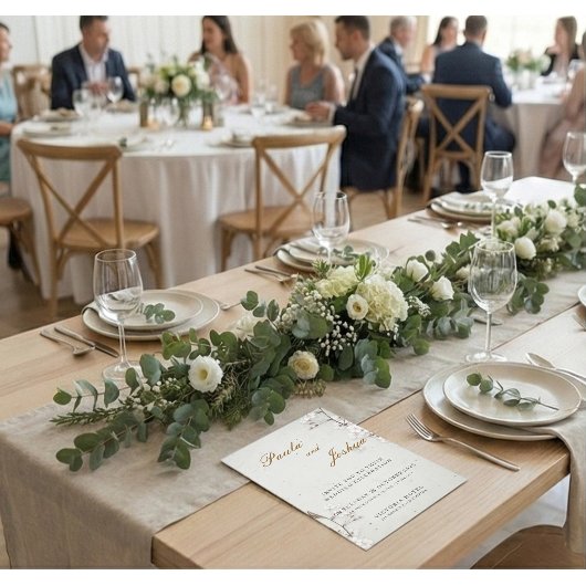 White Cherry Blossom & Gold Script Elegant Wedding 招待状