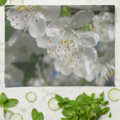 white cherry blossom in spring against a blue sky  キッチンタオル (折り畳み)