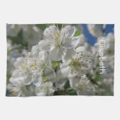 white cherry blossom in spring against a blue sky  キッチンタオル (横)