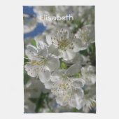 white cherry blossom in spring against a blue sky  キッチンタオル (縦)