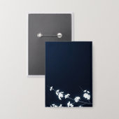 White Cherry Blossom Navy Background 缶バッジ (正面/裏面)